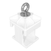 Schake Schilderklemme, Kunststoff, weiß, ohne Ösen / Haken, für 40 x 40 mm / Ø 42 mm Schaftrohr