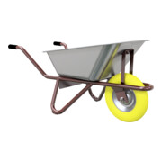 Schake Schubkarre Typ Geselle, Tiefmulde 90 L, Blechstärke 1 mm, mit Muldenstütze mit PU-Rad