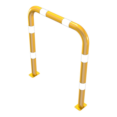 Schake Schutzbügel Ø76 mm, Breite 1000 mm, Höhe über Flur 1150mm, gelb / schwarz, zum Aufdübeln