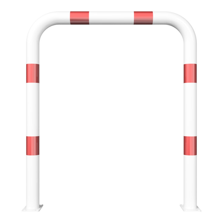 Schake Schutzbügel Ø76 mm, Breite 1000 mm, Höhe über Flur 1150mm, weiss / rot, zum Aufdübeln