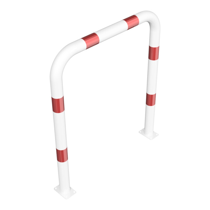 Schake Schutzbügel Ø76 mm, Breite 1000 mm, Höhe über Flur 1150mm, weiss / rot, zum Aufdübeln