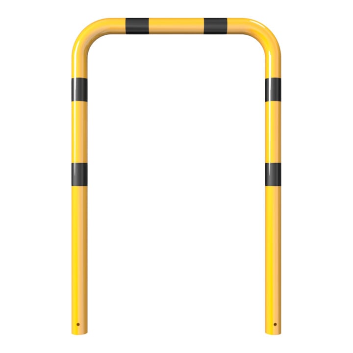 Schake Schutzbügel Ø76 mm, Breite 1000 mm, Höhe über Flur 1150mm, zum Einbetonieren, gelb / schwarz