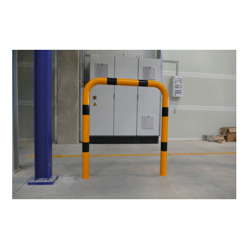 Schake Schutzbügel Ø76 mm, Breite 1000 mm, Höhe über Flur 250mm, gelb / schwarz, zum Aufdübeln