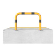 Schake Schutzbügel Ø76 mm, Breite 1000 mm, Höhe über Flur 650mm, gelb / schwarz, zum Aufdübeln