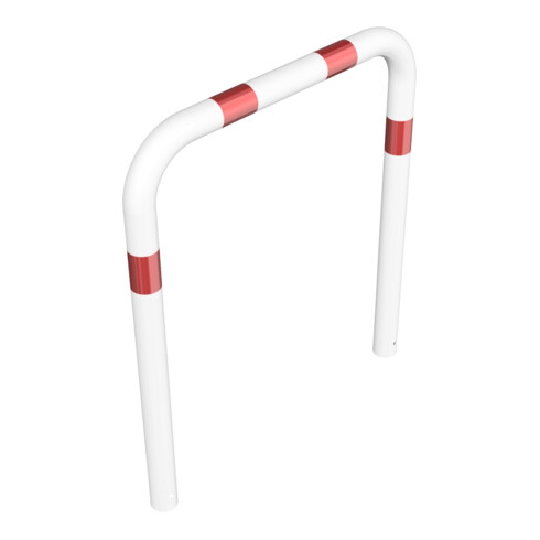 Schake Schutzbügel Ø76 mm, Breite 1000 mm, Höhe über Flur 650mm, zum Einbetonieren, weiß / rot