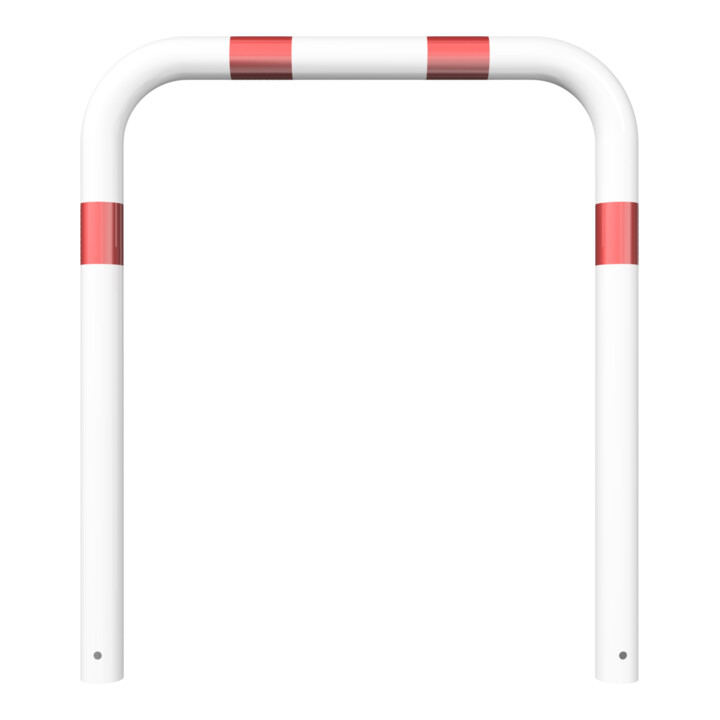 Schake Schutzbügel Ø76 mm, Breite 1000 mm, Höhe über Flur 650mm, zum Einbetonieren, weiß / rot