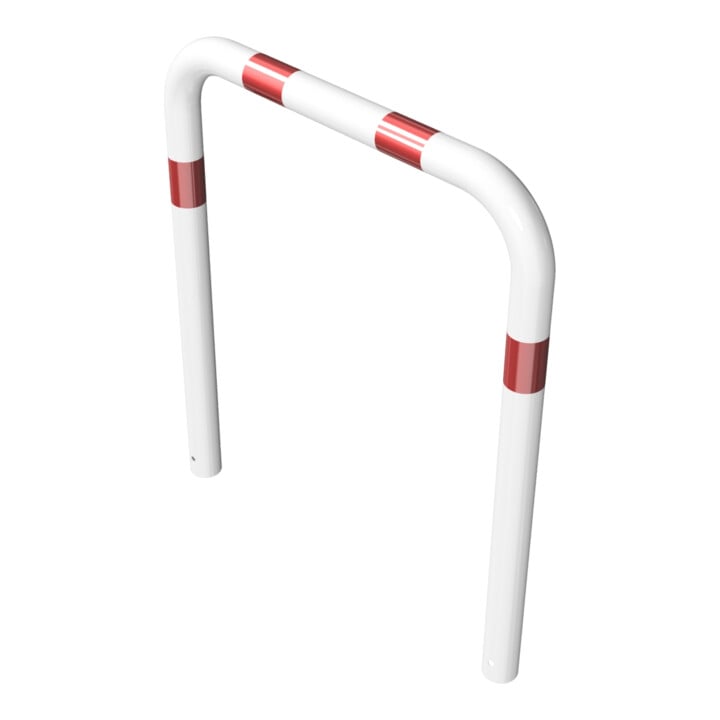 Schake Schutzbügel Ø76 mm, Breite 1000 mm, Höhe über Flur 650mm, zum Einbetonieren, weiß / rot