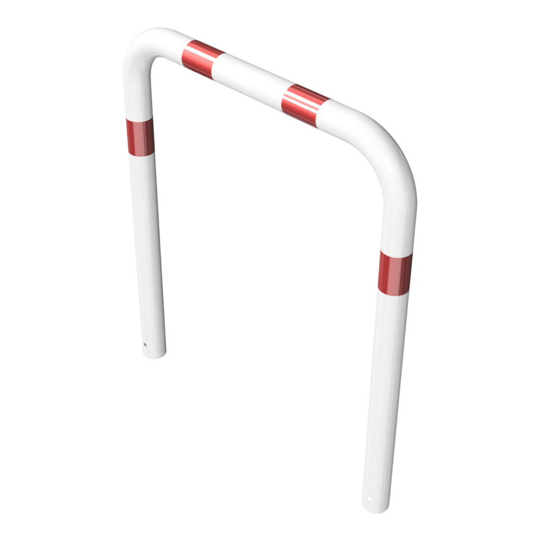 Schake Schutzbügel Ø76 mm, Breite 1000 mm, Höhe über Flur 650mm, zum Einbetonieren, weiß / rot