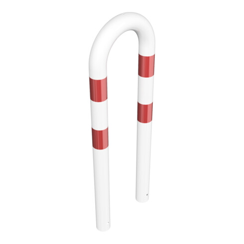 Schake Schutzbügel Ø76 mm, Breite 400 mm, Gesamthöhe 1150mm, zum Einbetonieren, weiß / rot