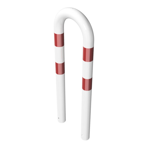 Schake Schutzbügel Ø76 mm, Breite 400 mm, Gesamthöhe 1150mm, zum Einbetonieren, weiß / rot