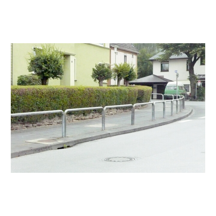 Schake Schutzbügel Ø76 mm, Breite 400 mm, Gesamthöhe 1150mm, zum Einbetonieren, weiß / rot