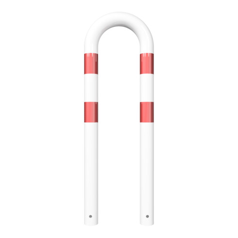 Schake Schutzbügel Ø76 mm, Breite 400 mm, Gesamthöhe 1150mm, zum Einbetonieren, weiß / rot
