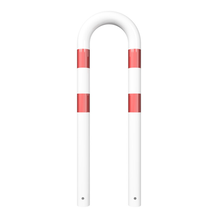 Schake Schutzbügel Ø76 mm, Breite 400 mm, Gesamthöhe 1150mm, zum Einbetonieren, weiß / rot