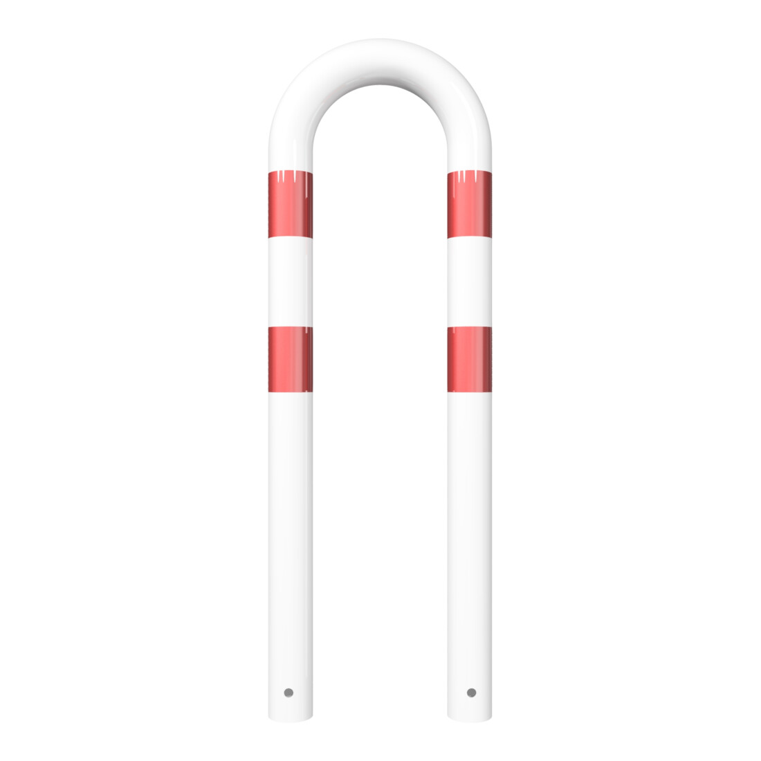 Schake Schutzbügel Ø76 mm, Breite 400 mm, Gesamthöhe 1150mm, zum Einbetonieren, weiß / rot
