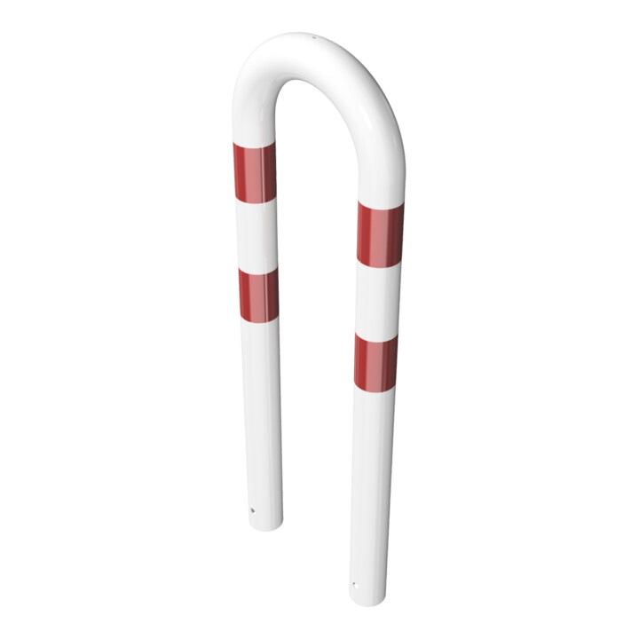 Schake Schutzbügel Ø76 mm, Breite 400 mm, Gesamthöhe 1150mm, zum Einbetonieren, weiß / rot