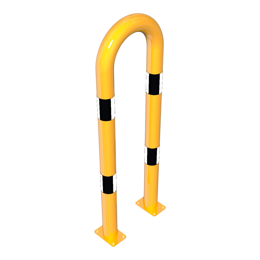 Schake Schutzbügel Ø76 mm, Breite 400 mm, Höhe über Flur 1150mm, gelb / schwarz, zum Aufdübeln