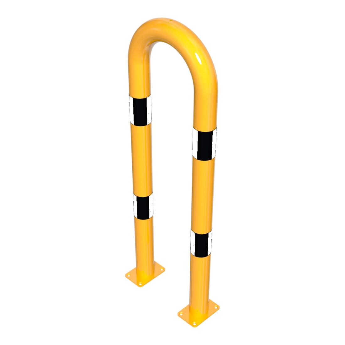 Schake Schutzbügel Ø76 mm, Breite 400 mm, Höhe über Flur 1150mm, gelb / schwarz, zum Aufdübeln