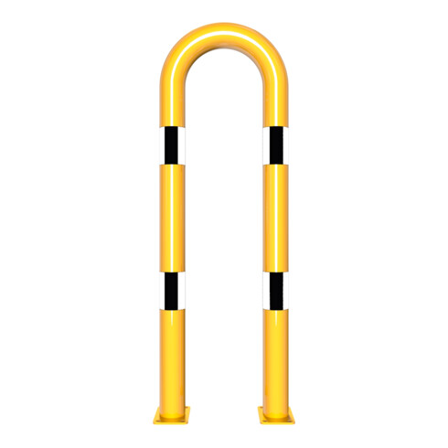 Schake Schutzbügel Ø76 mm, Breite 400 mm, Höhe über Flur 1150mm, gelb / schwarz, zum Aufdübeln