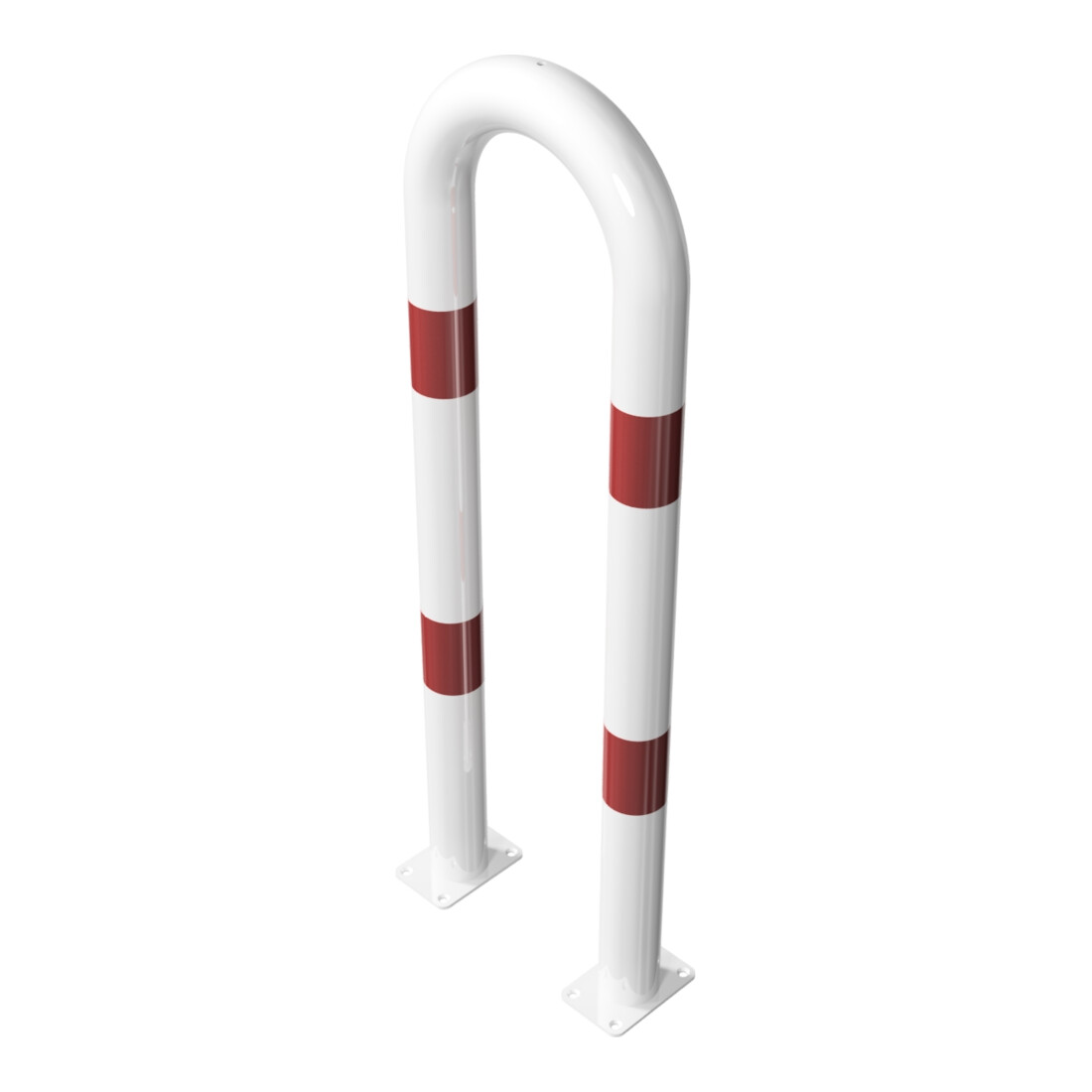 Schake Schutzbügel Ø76 mm, Breite 400 mm, Höhe über Flur 1150mm, weiss / rot, zum Aufdübeln