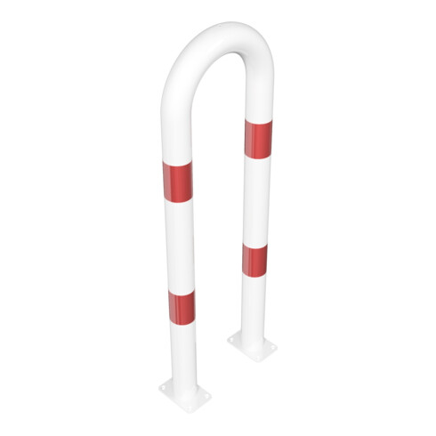 Schake Schutzbügel Ø76 mm, Breite 400 mm, Höhe über Flur 1150mm, weiss / rot, zum Aufdübeln