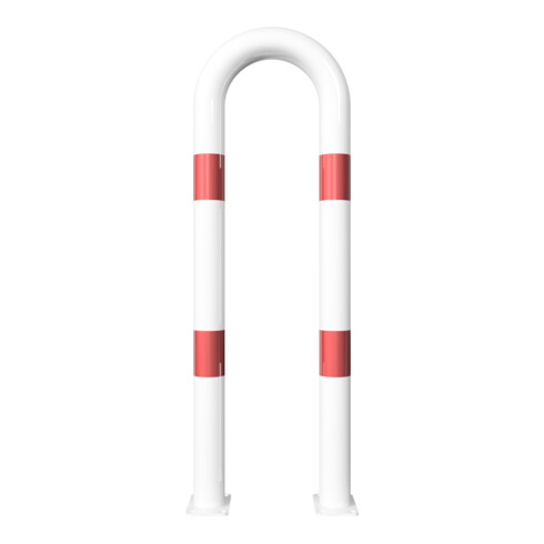 Schake Schutzbügel Ø76 mm, Breite 400 mm, Höhe über Flur 1150mm, weiss / rot, zum Aufdübeln