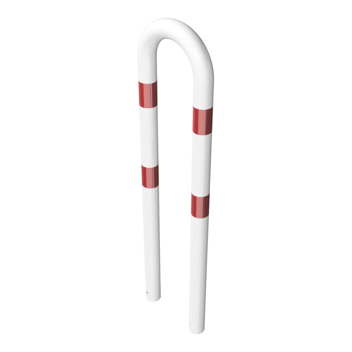 Schake Schutzbügel Ø76 mm, Breite 400 mm, Höhe über Flur 1150mm, zum Einbetonieren, weiß / rot