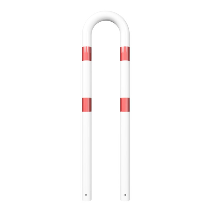 Schake Schutzbügel Ø76 mm, Breite 400 mm, Höhe über Flur 1150mm, zum Einbetonieren, weiß / rot