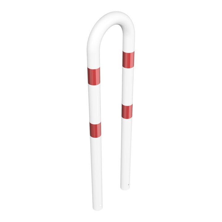 Schake Schutzbügel Ø76 mm, Breite 400 mm, Höhe über Flur 1150mm, zum Einbetonieren, weiß / rot