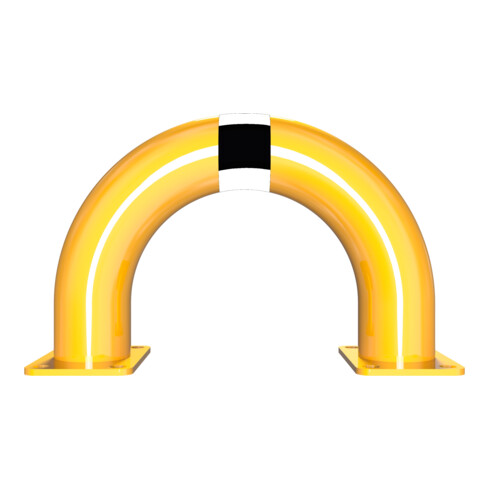 Schake Schutzbügel Ø76 mm, Breite 400 mm, Höhe über Flur 250mm, gelb / schwarz, zum Aufdübeln