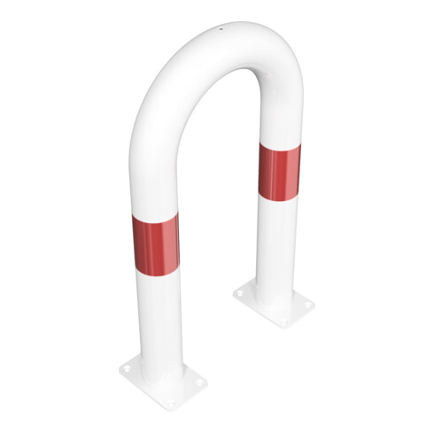 Schake Schutzbügel Ø76 mm, Breite 400 mm, Höhe über Flur 650mm, zum Aufdübeln, weiss rot