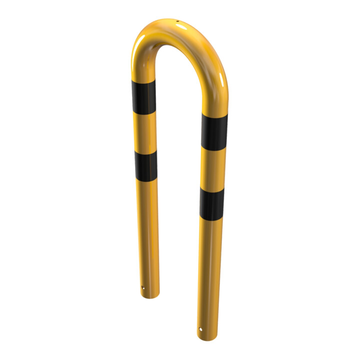 Schake Schutzbügel Ø76 mm, Breite 400 mm, Höhe über Flur 650mm, zum Einbetonieren, gelb / schwarz
