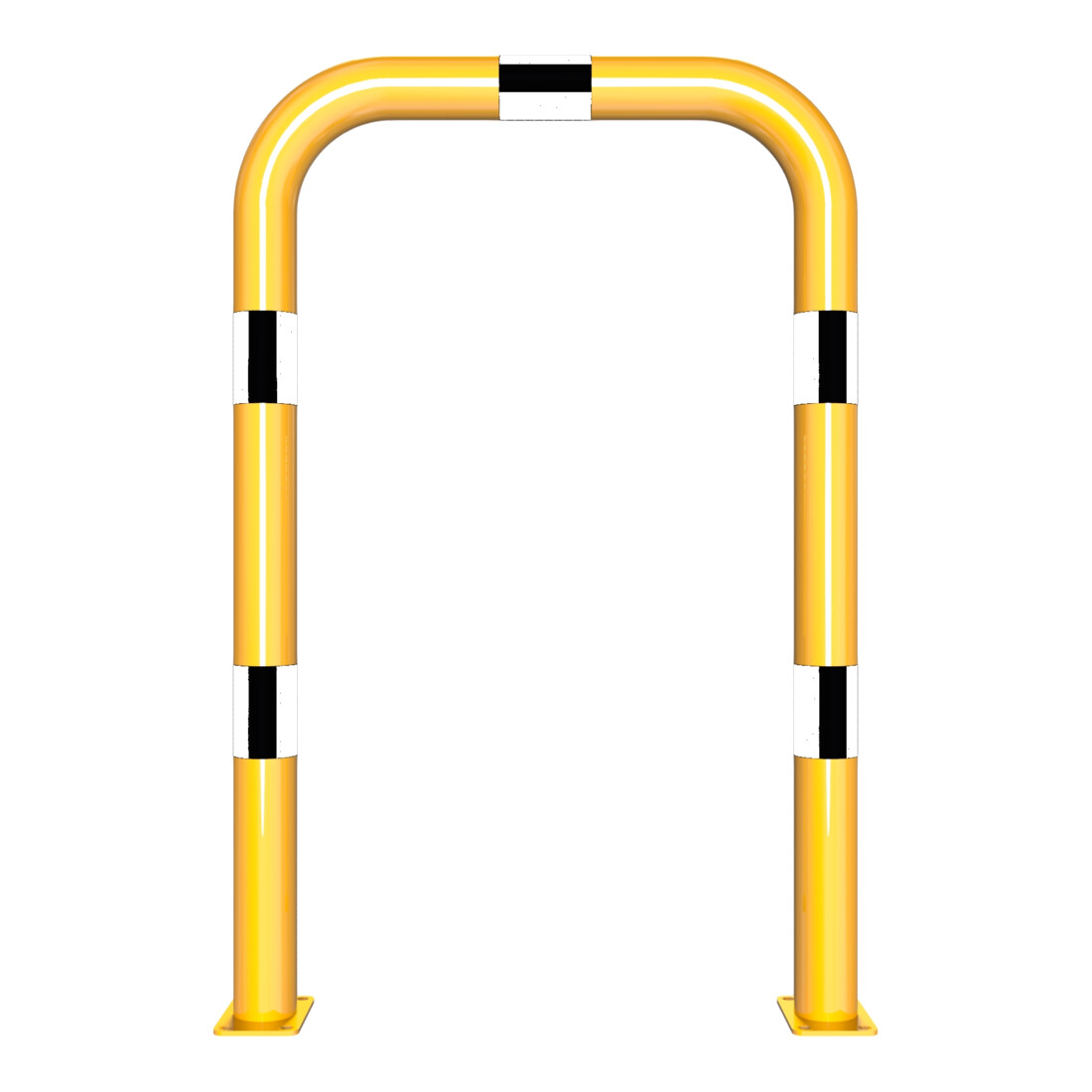 Schake Schutzbügel Ø76 mm, Breite 750 mm, Höhe über Flur 1150mm, gelb / schwarz, zum Aufdübeln