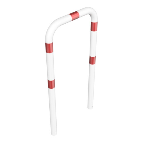 Schake Schutzbügel Ø76 mm, Breite 750 mm, Höhe über Flur 1150mm, zum Einbetonieren, weiß / rot
