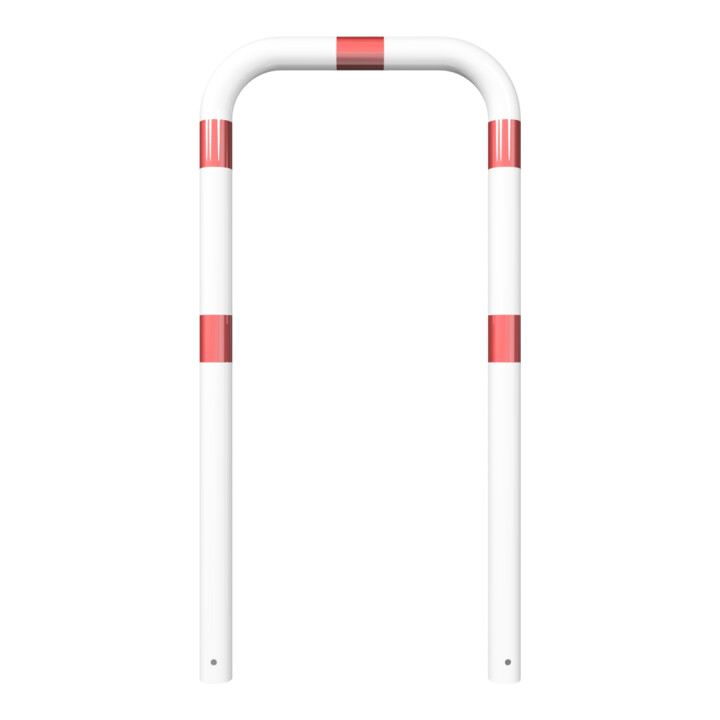 Schake Schutzbügel Ø76 mm, Breite 750 mm, Höhe über Flur 1150mm, zum Einbetonieren, weiß / rot