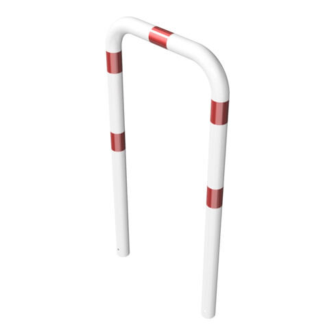 Schake Schutzbügel Ø76 mm, Breite 750 mm, Höhe über Flur 1150mm, zum Einbetonieren, weiß / rot