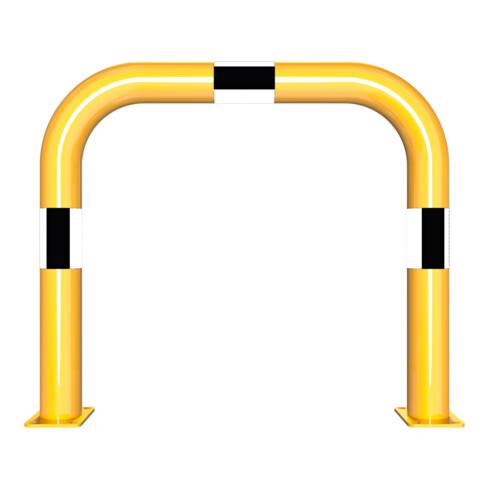 Schake Schutzbügel Ø76 mm, Breite 750 mm, Höhe über Flur 650mm, gelb / schwarz, zum Aufdübeln