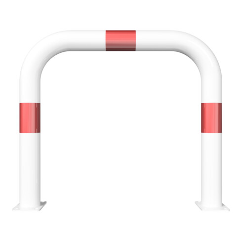 Schake Schutzbügel Ø76 mm, Breite 750 mm, Höhe über Flur 650mm, weiss / rot, zum Aufdübeln