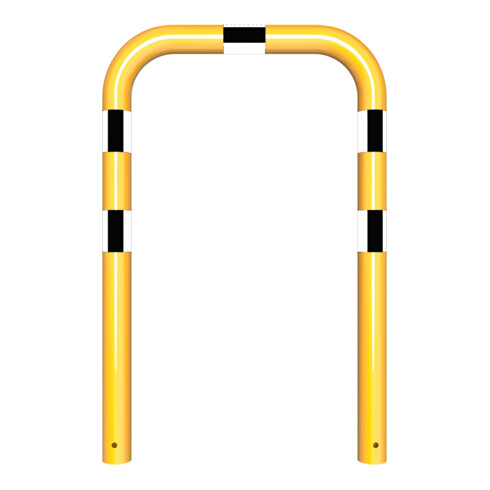 Schake Schutzbügel Ø76 mm, Breite 750 mm, Höhe über Flur 650mm, zum Einbetonieren, gelb / schwarz