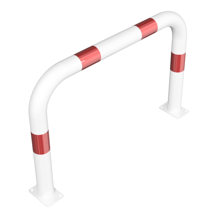 Schake Schutzbügel Ø76 mm, Breite 1000 mm, Höhe über Flur 650mm, weiss / rot, zum Aufdübeln