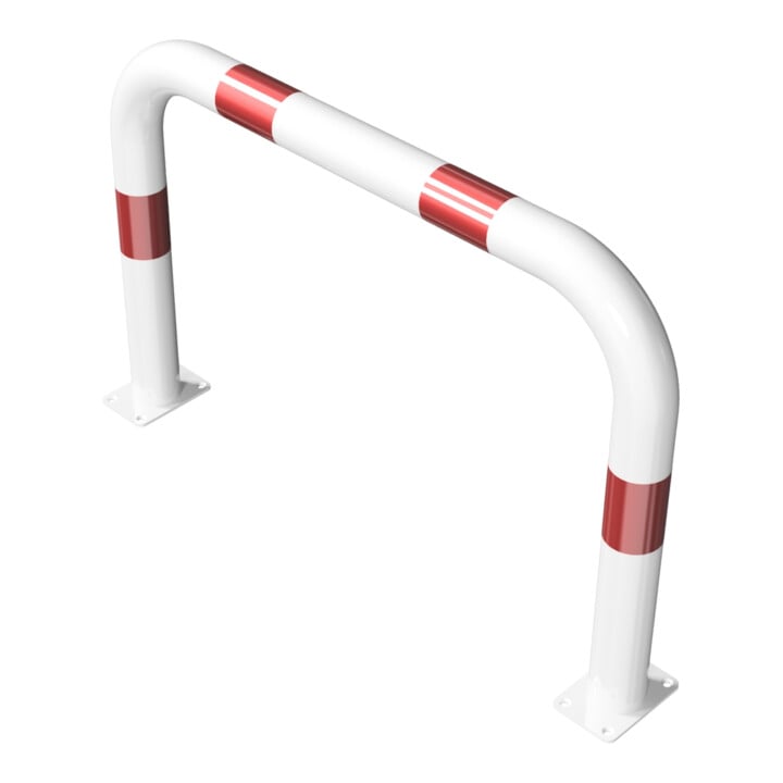 Schake Schutzbügel Ø76 mm, Breite 1000 mm, Höhe über Flur 650mm, weiss / rot, zum Aufdübeln