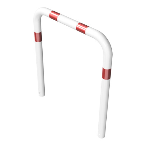 Schake Schutzbügel Ø76 mm, Breite 1000 mm, Höhe über Flur 650mm, zum Einbetonieren, weiß / rot