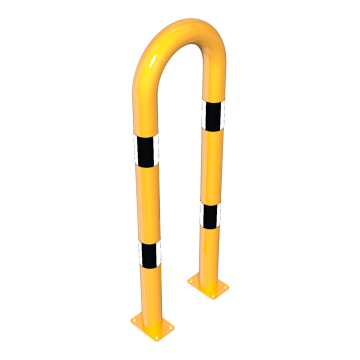 Schake Schutzbügel Ø76 mm, Breite 400 mm, Höhe über Flur 1150mm, gelb / schwarz, zum Aufdübeln
