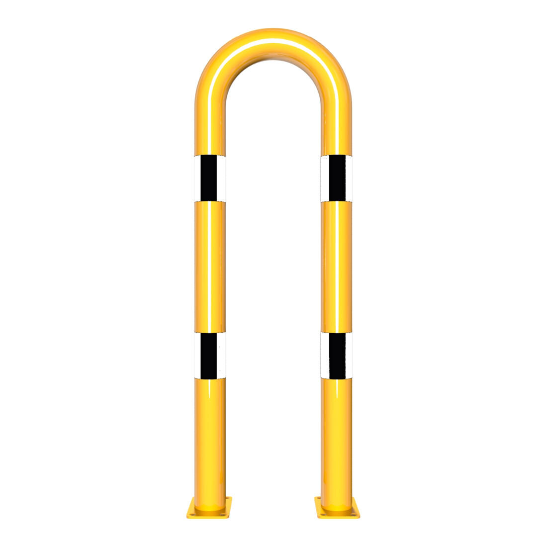 Schake Schutzbügel Ø76 mm, Breite 400 mm, Höhe über Flur 1150mm, gelb / schwarz, zum Aufdübeln