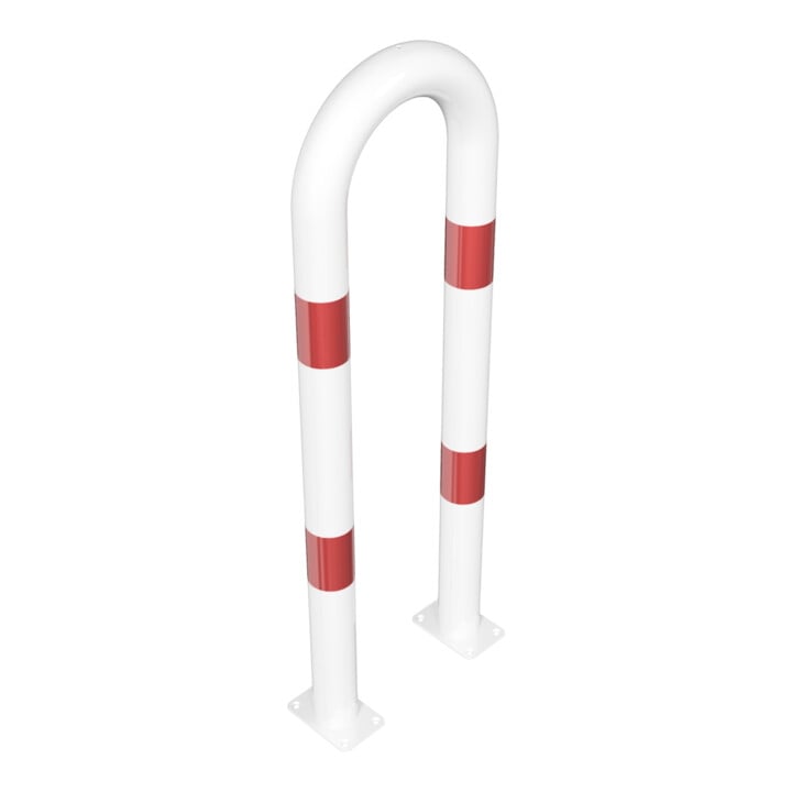 Schake Schutzbügel Ø76 mm, Breite 400 mm, Höhe über Flur 1150mm, weiss / rot, zum Aufdübeln