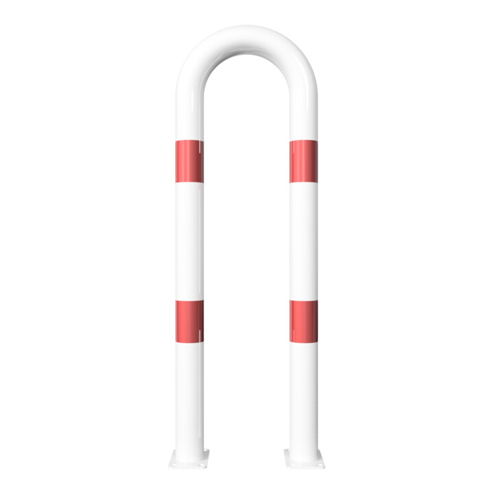 Schake Schutzbügel Ø76 mm, Breite 400 mm, Höhe über Flur 1150mm, weiss / rot, zum Aufdübeln