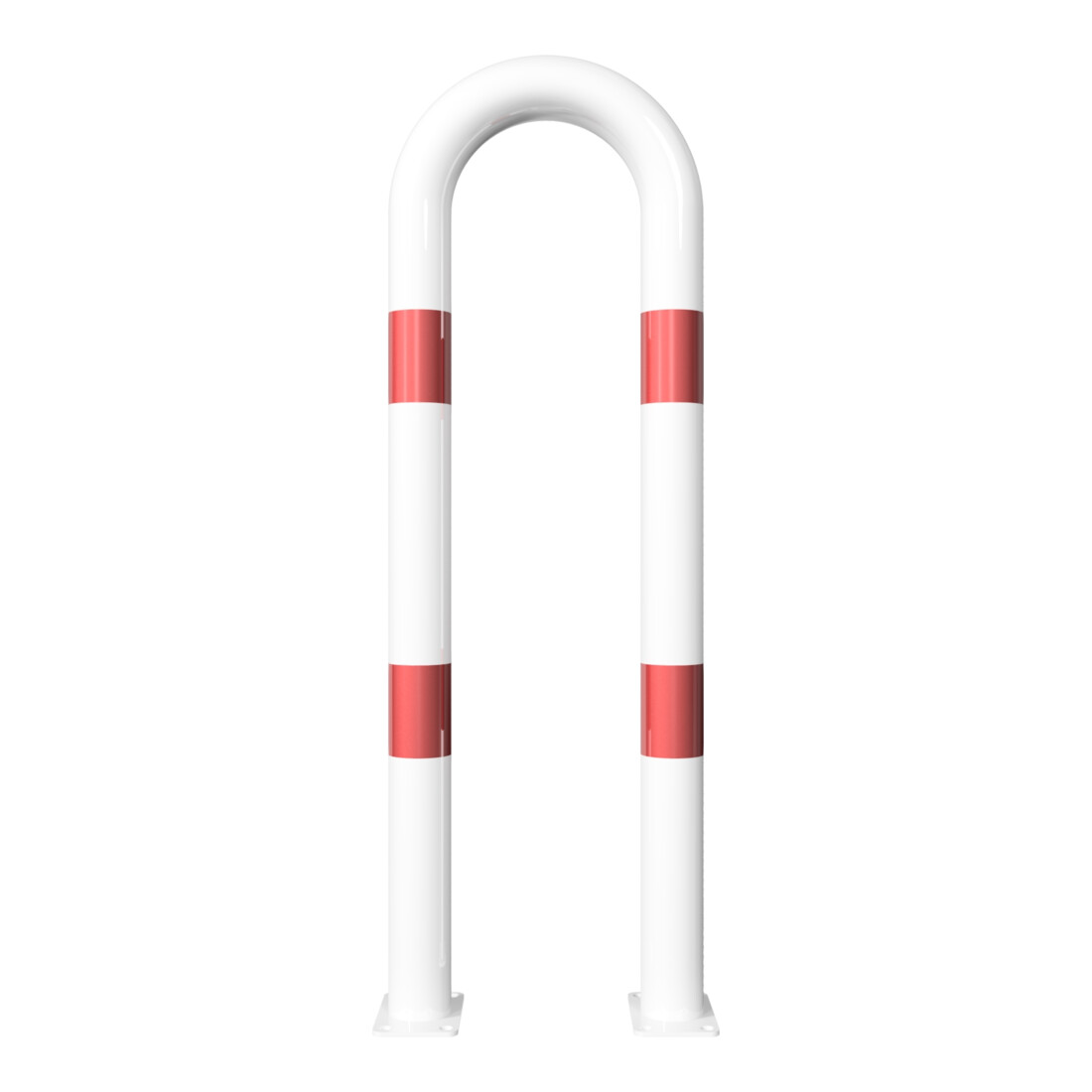 Schake Schutzbügel Ø76 mm, Breite 400 mm, Höhe über Flur 1150mm, weiss / rot, zum Aufdübeln