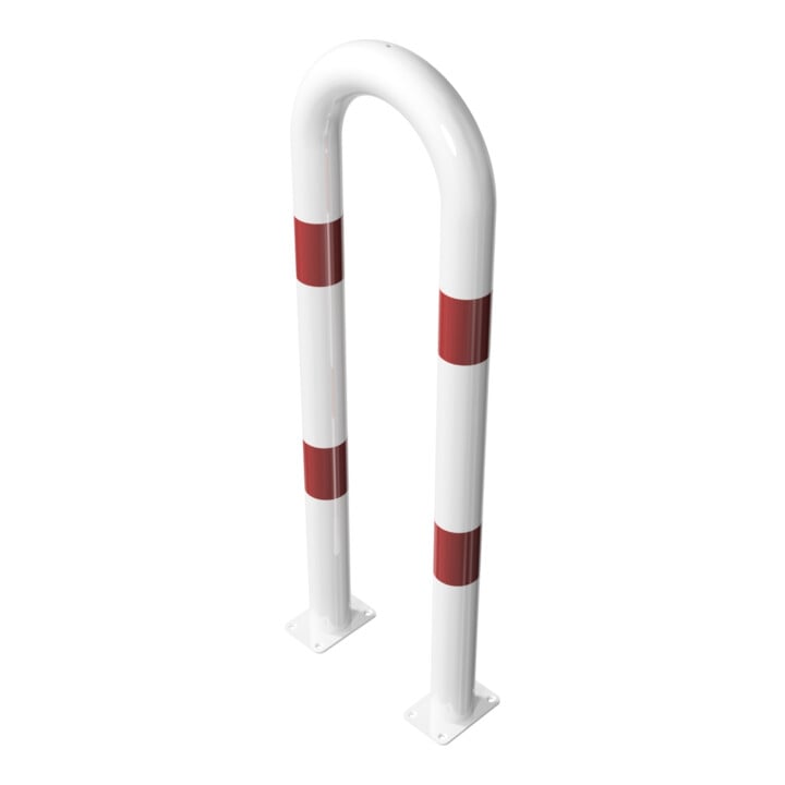 Schake Schutzbügel Ø76 mm, Breite 400 mm, Höhe über Flur 1150mm, weiss / rot, zum Aufdübeln
