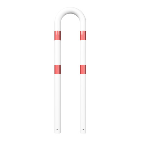 Schake Schutzbügel Ø76 mm, Breite 400 mm, Höhe über Flur 1150mm, zum Einbetonieren, weiß / rot