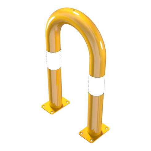 Schake Schutzbügel Ø76 mm, Breite 400 mm, Höhe über Flur 650mm, gelb / schwarz, zum Aufdübeln