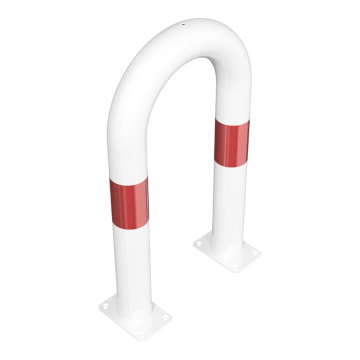 Schake Schutzbügel Ø76 mm, Breite 400 mm, Höhe über Flur 650mm, zum Aufdübeln, weiss rot